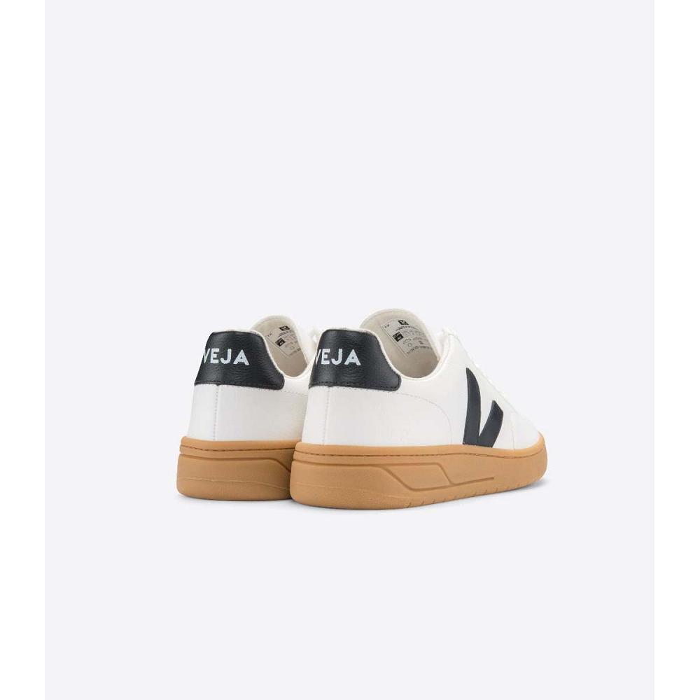 Veja V-12 LEATHER Women's Sneakers White/Black | NZ 667CTV